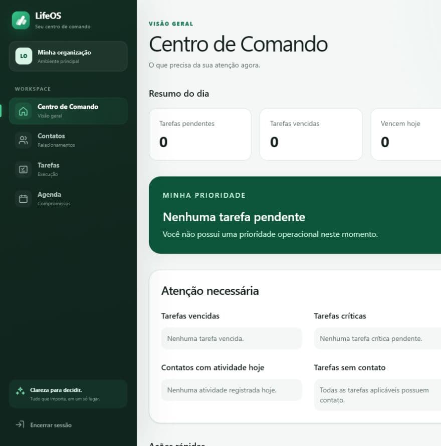 Centro de Comando do LifeOS